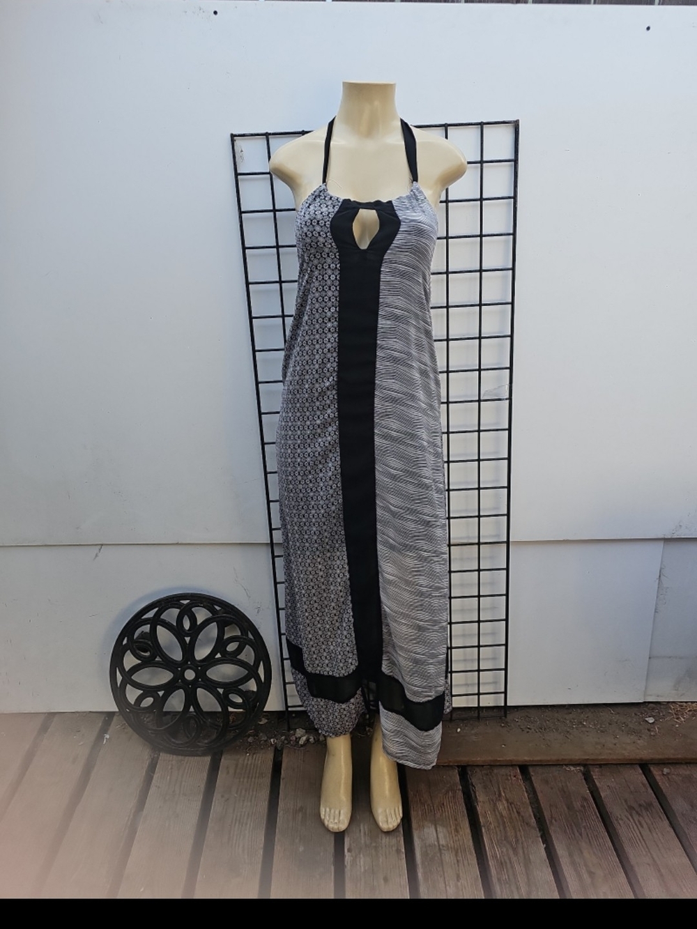 next Black and Gray Halter Maxi Dress